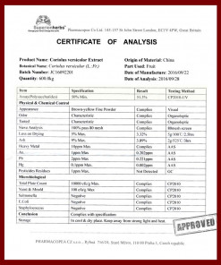 Analysenzertifikat von Schmetterlinstrametenextrakt
