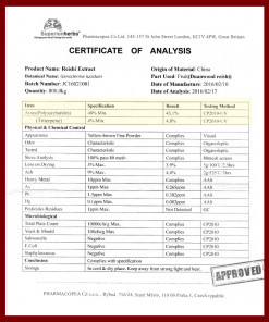 Reishi Extrakt Analysenzertifikat