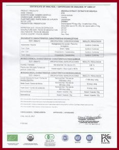 Graviola Extrakt - Analysenzertifikat